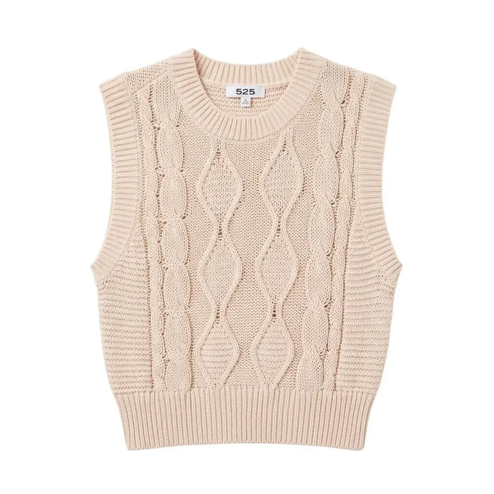 525 Cable Knit Sweater Vest Top Size XS - Picture 2 of 8